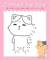 Connect the dots counting numbers 1 to 20 puzzle worksheet with cute Animals vector