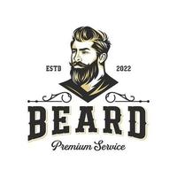 ilustración de vector de logotipo de barba, plantilla de logotipo de barbería, vector de hombres de corte de pelo