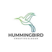 hummingbird logo design vector with full line and color styles