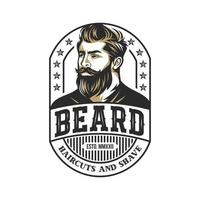 ilustración de vector de logotipo de barba, plantilla de logotipo de barbería, vector de hombres de corte de pelo