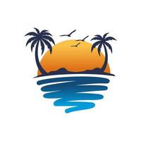 plantilla de vector de diseño de logotipo de playa