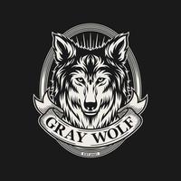 Ilustración de vector de diseño de logotipo de lobo vintage