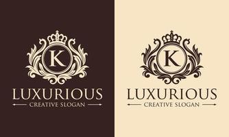 Floral Heraldic Luxury circle Logo template in vector for Restaurant, Royalty, Boutique, Cafe, Hotel, Jewelry, Fashion and other vector illustration