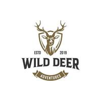 Vintage deer hunter logo design illustration vector