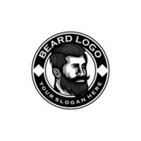 ilustración de vector de logotipo de barba, plantilla de logotipo de barbería, vector de hombres de corte de pelo