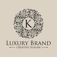 Floral Heraldic Luxury circle Logo template in vector for Restaurant, Royalty, Boutique, Cafe, Hotel, Jewelry, Fashion and other vector illustration