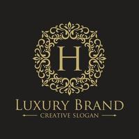 Floral Heraldic Luxury circle Logo template in vector for Restaurant, Royalty, Boutique, Cafe, Hotel, Jewelry, Fashion and other vector illustration