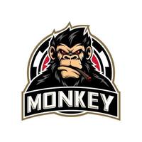 ilustrador de vector de diseño de logotipo de mono genial