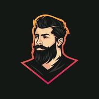 ilustración de vector de logotipo de barba, plantilla de logotipo de barbería, vector de hombres de corte de pelo