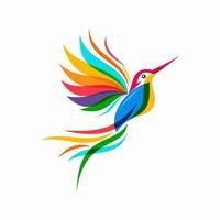 resumen colorido colibrí colibri pájaro logo línea contorno monoline vector icono ilustración