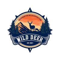 creative deer and mountain logo vector illustration