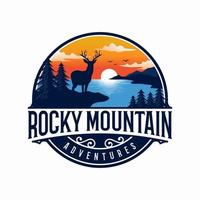 creative deer and mountain logo vector illustration