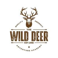 Vintage deer hunter logo design Template vector