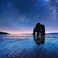 Hvitserkur 15 m height. Fantastic starry sky photo