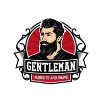 Beard Logo Vector Illustration, Barbershop Logo template, Haircut men vector