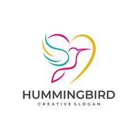 Hummingbird logo. Bird logo. Bird in heart vector design.