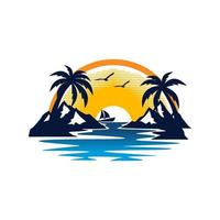 beach logo design vector template