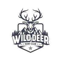 Vintage deer hunter logo design Template vector