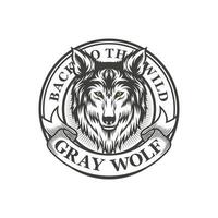 Ilustración de vector de diseño de logotipo de lobo vintage