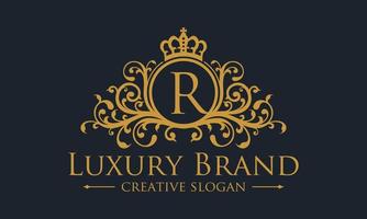 Floral Heraldic Luxury circle Logo template in vector for Restaurant, Royalty, Boutique, Cafe, Hotel, Jewelry, Fashion and other vector illustration