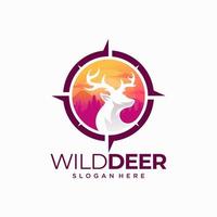 ilustración de diseño de logotipo de cazador de ciervos vintage