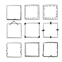 vector de colección de marco de doodle cuadrado dibujado a mano