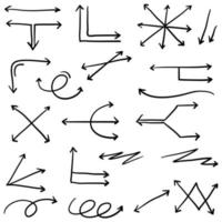 collection of hand drawn arrows vector with doodle style isolated on white background