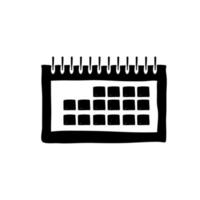 vector de icono móvil de calendario con vector de estilo de doodle dibujado a mano aislado