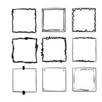 handdrawn square doodle frame collection vector