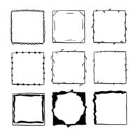 handdrawn square doodle frame collection vector