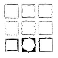 handdrawn square doodle frame collection vector