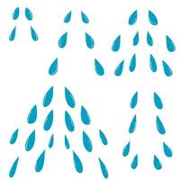 Tears drops. Sorrow weeping cry streams, tear blob or sweat drop. Stream of crying wet eyes tears or rain droplets splash shape. Raindrops isolated vector cartoon illustration icons with doodle style