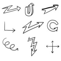 doodle arrow collection with hand drawn line art style vector isolated on white