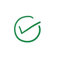 green circle Check mark icon with hand drawn doodle style vector