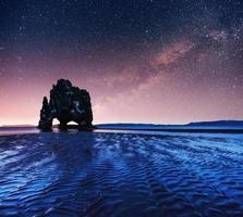 Hvitserkur 15 m height. Fantastic starry sky photo