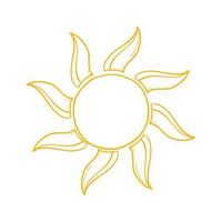 sun icon symbol vector with doodle handdrawn cartoon style with yellow color