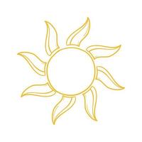 sun icon symbol vector with doodle handdrawn cartoon style with yellow color