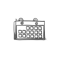 vector de icono móvil de calendario con vector de estilo de doodle dibujado a mano aislado