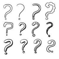 Set of hand drawn question marks. with cartoon line art style vector illustration