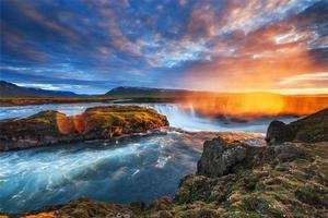 Godafoss waterfall at sunset. Fantastic landscape. Beautiful cum photo