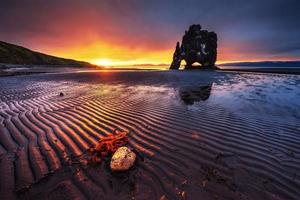 Hvitserkur is a spectacular rock in the sea on the Northern coas photo