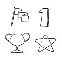 ilustración de símbolos de victoria con estilo de garabato dibujado a mano para su vector de diseño