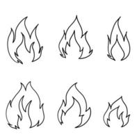 ilustración de icono de fuego de garabato con estilo de arte de línea de dibujos animados dibujados a mano vector