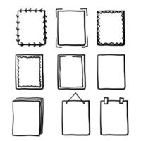 set of hand-drawn doodle frames illustration isolated on white background vector