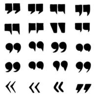 Quotes marks. Quotation marking speech punctuation excerpt commas double comma. Remark button vector set with hand drawn doodle style vector