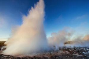 Strokkur geyser eruption in Iceland. Fantastic colors. Beautiful photo