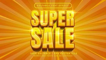 super sale 3d text effect and editable text effect vector