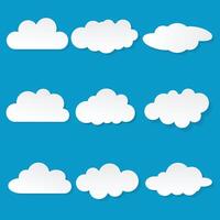 Flat design cloudscapes collection. Flat shadows. Vector illustration