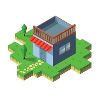 House in isometric view with trees. vector