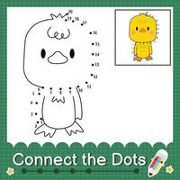 Connect the dots counting numbers 1 to 20 puzzle worksheet with baby animals vector